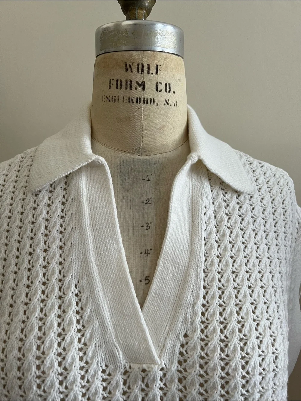 LOFT Cream Openwork Knit Polo-Style Vest - Picture 5 of 7